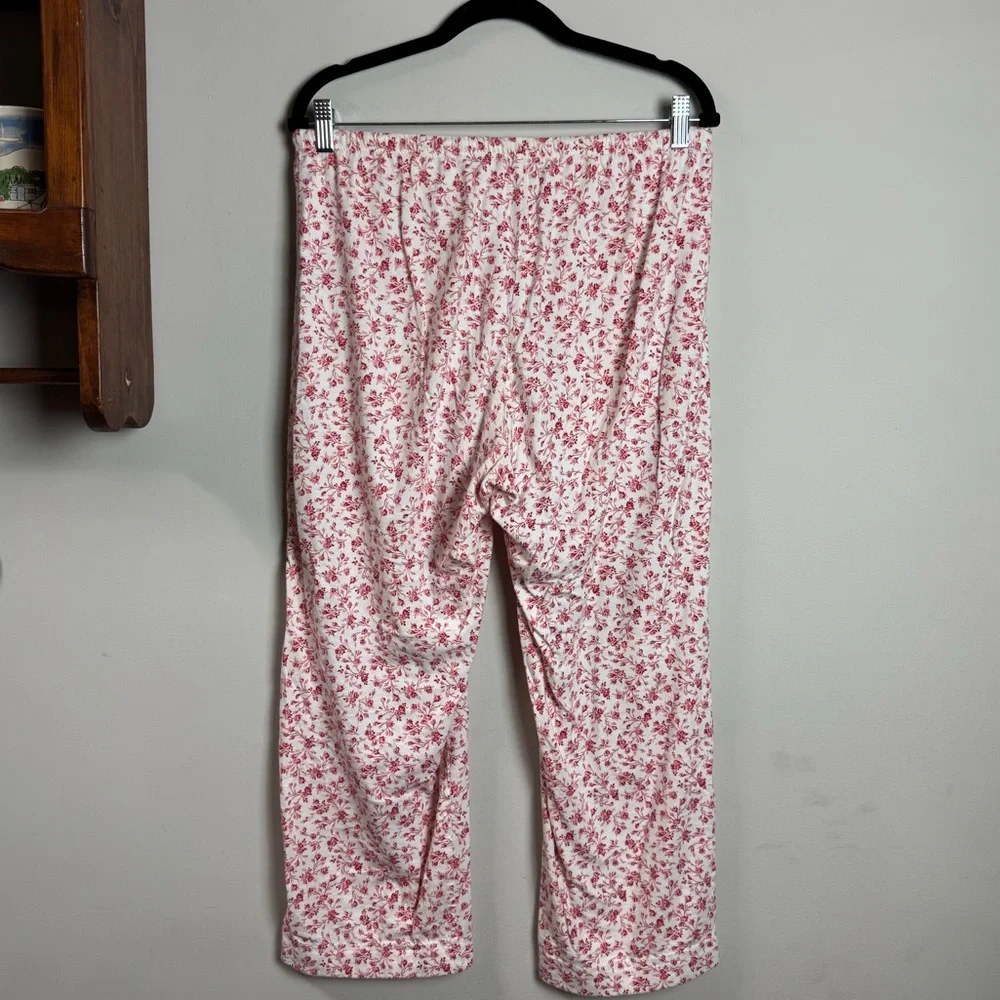 Lauren Ralph Lauren Floral Pajama Set Women’s Large Red White Cotton Sleepwear